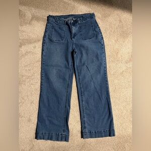 Women's Blue Jeans Straight Leg Stretchy High Waist Size 16